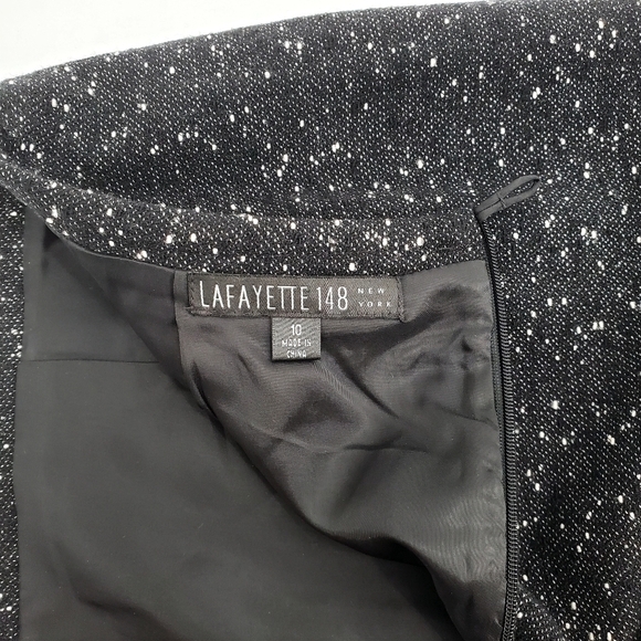 Lafayette 148 New York Virgin Wool Mix Black / White Tweed Pencil Skirt - Picture 7 of 9